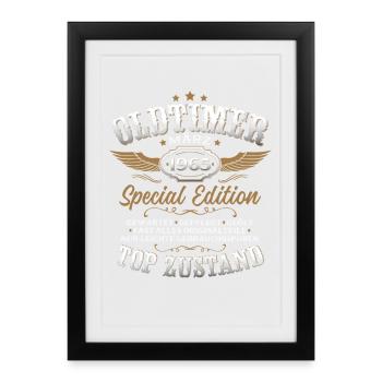 61e anniversaire cadeau de mari millésime mars 1965 - Affiche encadrée (27 × 37 cm) - noir - Devant