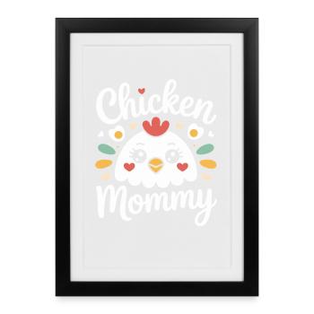 Poulet Maman Poulets Maman Maman Femme de fermier Fête des Mères Poulet pour la fête des mères - Affiche encadrée (27 × 37 cm) - noir - Devant