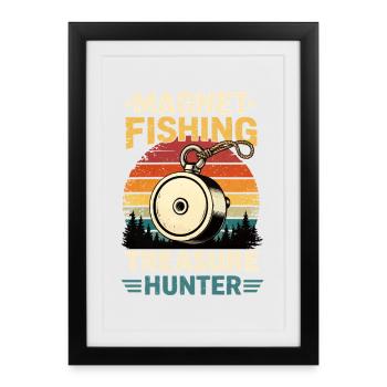 Chasseur de trésors de pêche magnétique vintage - Affiche encadrée (27 × 37 cm) - noir - Devant