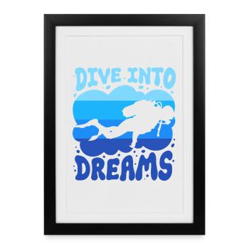Plongeurs Plongée sous-marine Plongée - Affiche encadrée (27 × 37 cm) - noir - Devant