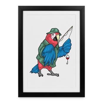 Parrot Angler Fishing Rod Fishing Rod - Framed poster (27 × 37 cm) - black - Front