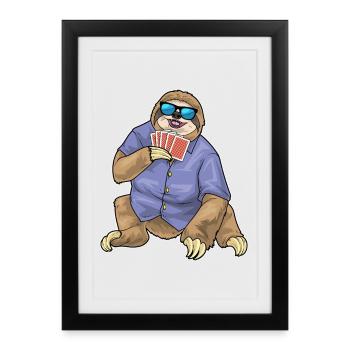 Jeu de cartes de poker paresseux - Affiche encadrée (27 × 37 cm) - noir - Devant