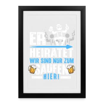 T-shirt de fête de garçon Hommes Grondement de fête de garçon - Affiche encadrée (27 × 37 cm) - noir - Devant