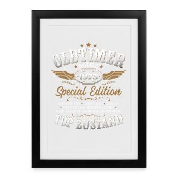 Cadeau d’anniversaire 51 Mari Millésime Mars 1975 - Affiche encadrée (27 × 37 cm) - noir - Devant