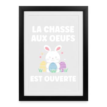 chasse aux oeufs - Affiche encadrée (27 × 37 cm) - noir - Devant