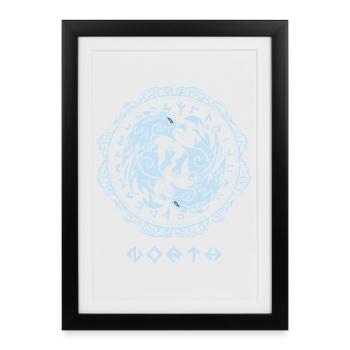 Fenris Loup Berserker – Runes du Nord - Affiche encadrée (27 × 37 cm) - noir - Devant