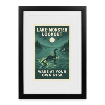 Garde des Monstres Marins | L’horreur au lac - Affiche encadrée (27 × 37 cm) - noir - Devant