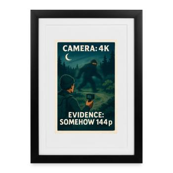 Camera 4K, proof 144p | Bigfoot Meme - Framed poster (27 × 37 cm) - black - Front