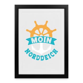 Vacances en mer du Nord MOIN NORDDEICH Drôle - Affiche encadrée (27 × 37 cm) - noir - Devant