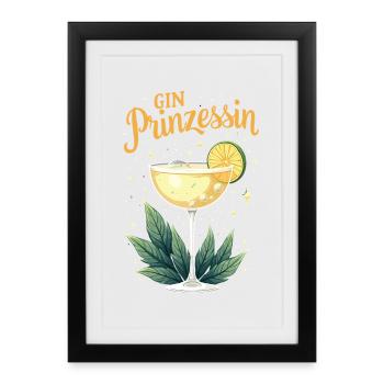 Gin Princess – Reine du Gin & Tonic - Affiche encadrée (27 × 37 cm) - noir - Devant