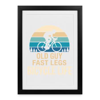 Vieux Fast Legs Vie à vélo Rétro - Affiche encadrée (27 × 37 cm) - noir - Devant