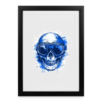 Crâne de ski Lunettes de ski Crâne - Affiche encadrée (27 × 37 cm) - noir - Devant