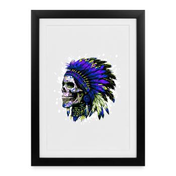 Crâne de chef indien - Affiche encadrée (27 × 37 cm) - noir - Devant