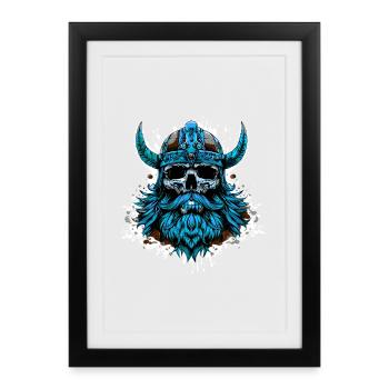 Crâne d’Odin Viking - Affiche encadrée (27 × 37 cm) - noir - Devant