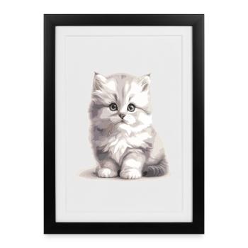 Fluffy Kitten Portrait - Framed poster (27 × 37 cm) - black - Front