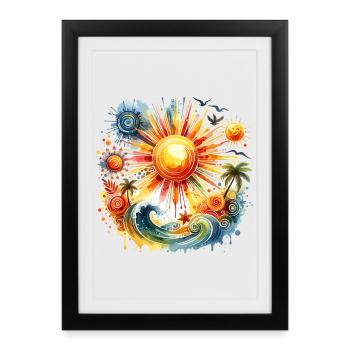 Sonnenfeuer Strandharmonie - Gerahmtes Poster (27 × 37 cm) - Schwarz - Vorne