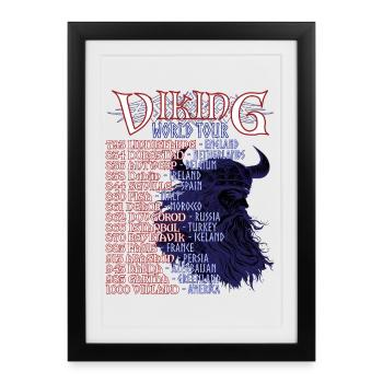 Viking Valhalla Norse Mythology World Tour - Framed poster (27 × 37 cm) - black - Front