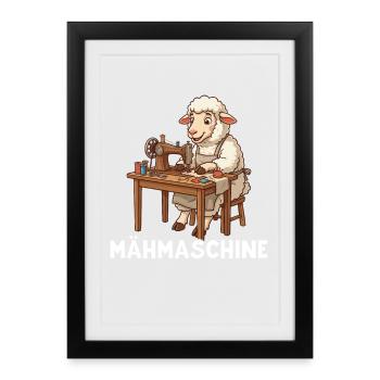 Tonduse Douce brebis à la machine à coudre - Affiche encadrée (27 × 37 cm) - noir - Devant