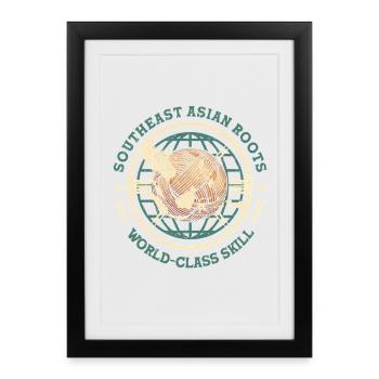 Sépak Takraw Racines d’Asie du Sud-Est - Affiche encadrée (27 × 37 cm) - noir - Devant
