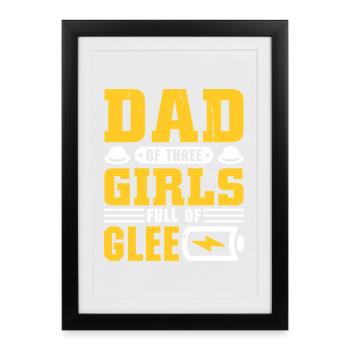 Père, père de trois filles et filles - Affiche encadrée (27 × 37 cm) - noir - Devant