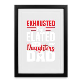 Père, père de trois filles et filles - Affiche encadrée (27 × 37 cm) - noir - Devant