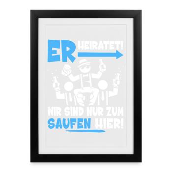 T-shirt de fête de garçon Hommes Grondement de fête de garçon - Affiche encadrée (27 × 37 cm) - noir - Devant