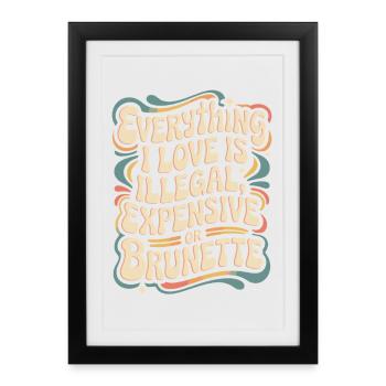 Everything I Love Is Illegal Expensive Or Brunette - Framed poster (27 × 37 cm) - black - Front