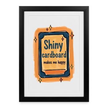 Shiny Cardboard Makes Me Happy Trading Card - Framed poster (27 × 37 cm) - black - Front