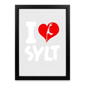 Vacances en mer du Nord J’ADORE SYLT Drôle - Affiche encadrée (27 × 37 cm) - noir - Devant