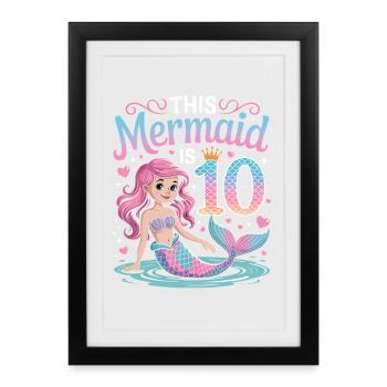 Sirène 10e anniversaire 10 ans - Affiche encadrée (27 × 37 cm) - noir - Devant