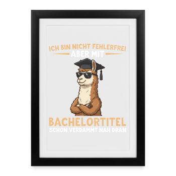Bachelor Lama with Doktorhut Bachelor Title - Framed poster (27 × 37 cm) - black - Front