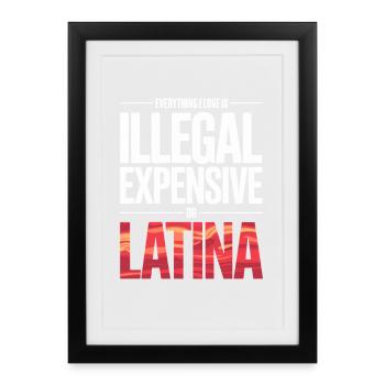 Everything I Love Is Illegal Expensive Or Latina - Framed poster (27 × 37 cm) - black - Front