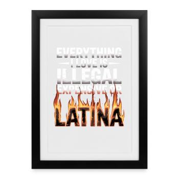 Everything I Love Is Illegal Expensive Or Latina - Framed poster (27 × 37 cm) - black - Front