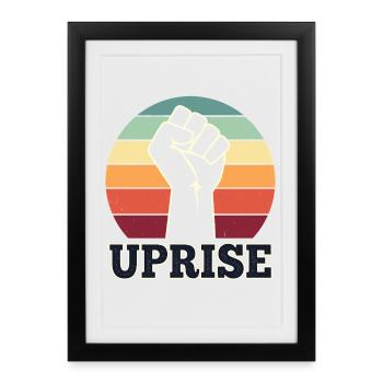 RISE Motif with Fist Strength Statement - Framed poster (27 × 37 cm) - black - Front