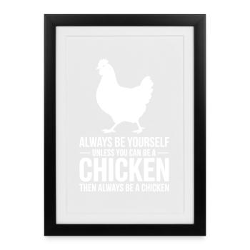 Hühner Sprüche Huhn Lustige Hühner Geschenk - Gerahmtes Poster (27 × 37 cm) - Schwarz - Vorne