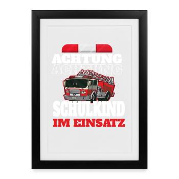 Attention schoolchild in action - Framed poster (27 × 37 cm) - black - Front