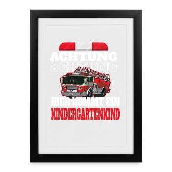 Attention fire truck - Framed poster (27 × 37 cm) - black - Front