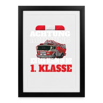 Fire Brigade Humor First Class - Framed poster (27 × 37 cm) - black - Front