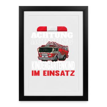 Attention kindergarten in use - Framed poster (27 × 37 cm) - black - Front