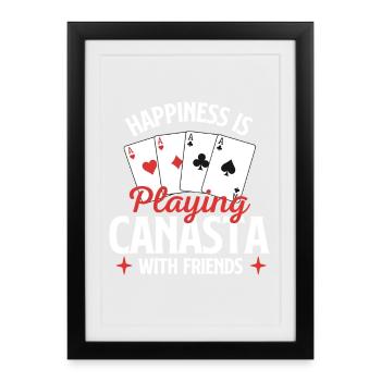 Happiness Playing Canasta With Friends - Framed poster (27 × 37 cm) - black - Front