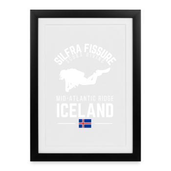 Fente de Silfra Islande Plongée sous-marine au milieu de l’Atlantique - Affiche encadrée (27 × 37 cm) - noir - Devant