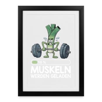 Weightlifter MUSCLES ARE LOADING Funny - Framed poster (27 × 37 cm) - black - Front