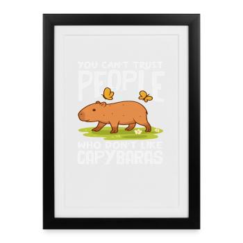 Amant de capybara Amant drôle d’animaux mignon - Affiche encadrée (27 × 37 cm) - noir - Devant