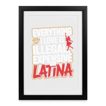 Everything I Love Is Illegal Expensive Or Latina - Framed poster (27 × 37 cm) - black - Front