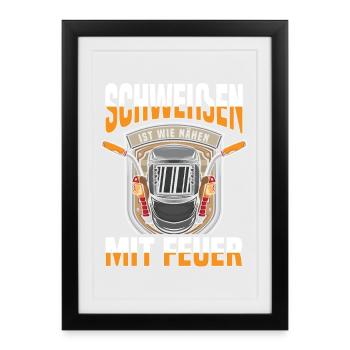 Welder with fire - Framed poster (27 × 37 cm) - black - Front