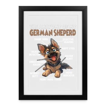 Cadeau du propriétaire de chien pour une promenade de berger allemand T - Affiche encadrée (27 × 37 cm) - noir - Devant