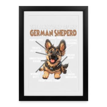 Promenade cadeau pour propriétaire de berger allemand - Affiche encadrée (27 × 37 cm) - noir - Devant