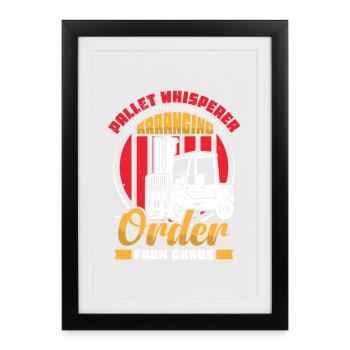 Conducteur de chariot élévateur en anglais Évanché élévateur - Affiche encadrée (27 × 37 cm) - noir - Devant