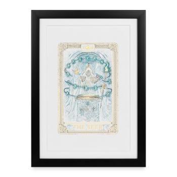 Carte de tarot du Viking scandinave Le Voyant - Affiche encadrée (27 × 37 cm) - noir - Devant
