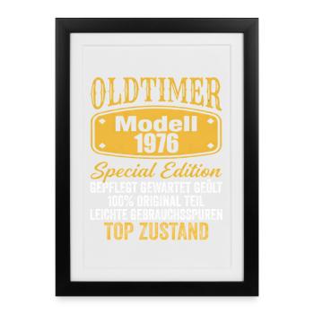 50e anniversaire Modèle de voiture classique 1976 - Affiche encadrée (27 × 37 cm) - noir - Devant